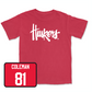 Red Football Huskers Tee Youth Large / Malachi Coleman | #81