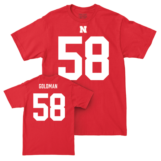 Nebraska Football Red Shirsey Tee - Mason Goldman | #58 Youth Small
