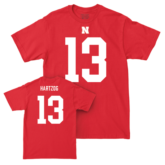 Nebraska Football Red Shirsey Tee - Malcolm Hartzog | #13 Youth Small
