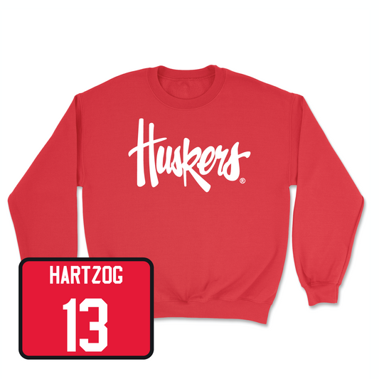 Red Football Huskers Crew 2 Youth Small / Malcolm Hartzog | #13