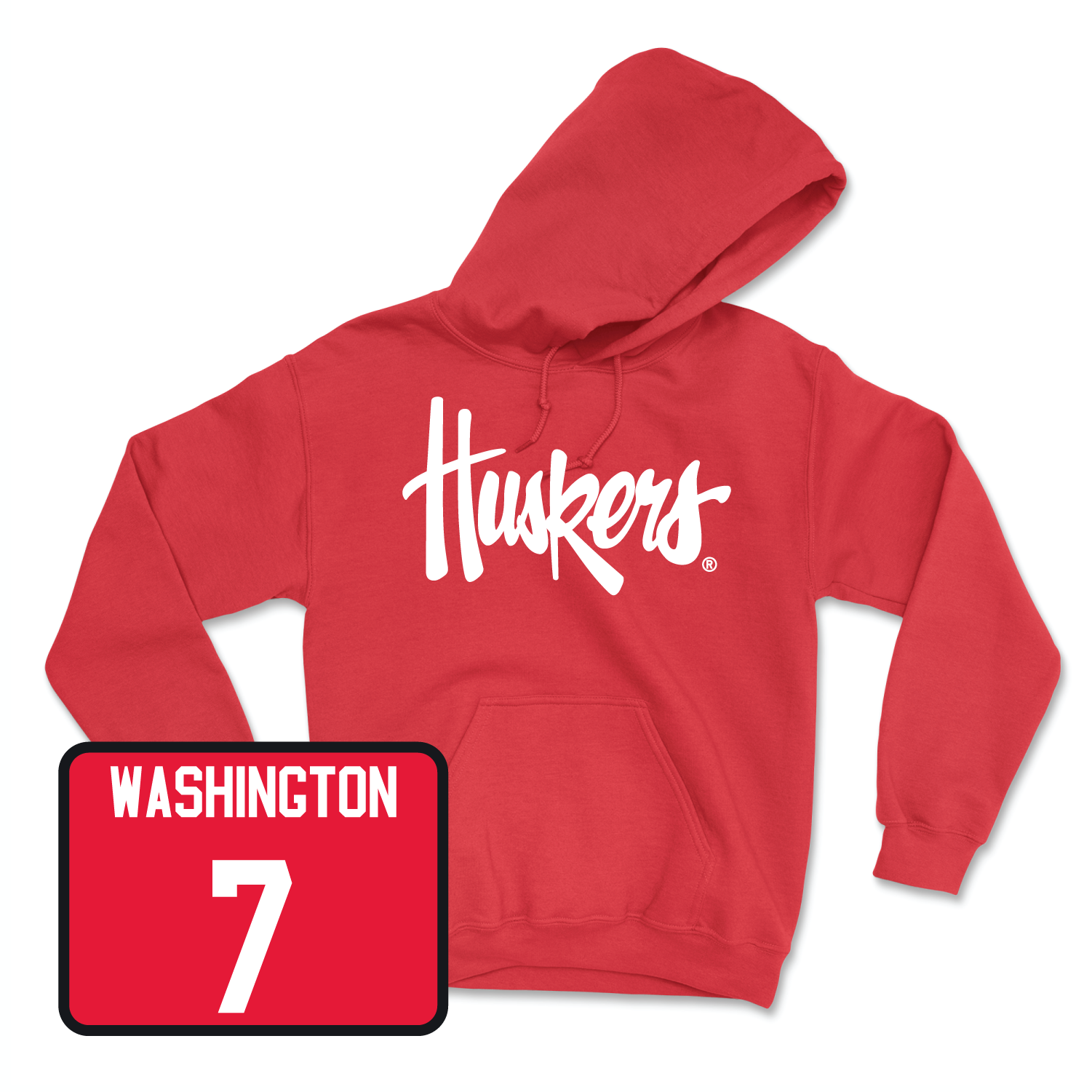 Red Football Huskers Hoodie Youth Large / Marcus Washington | #7