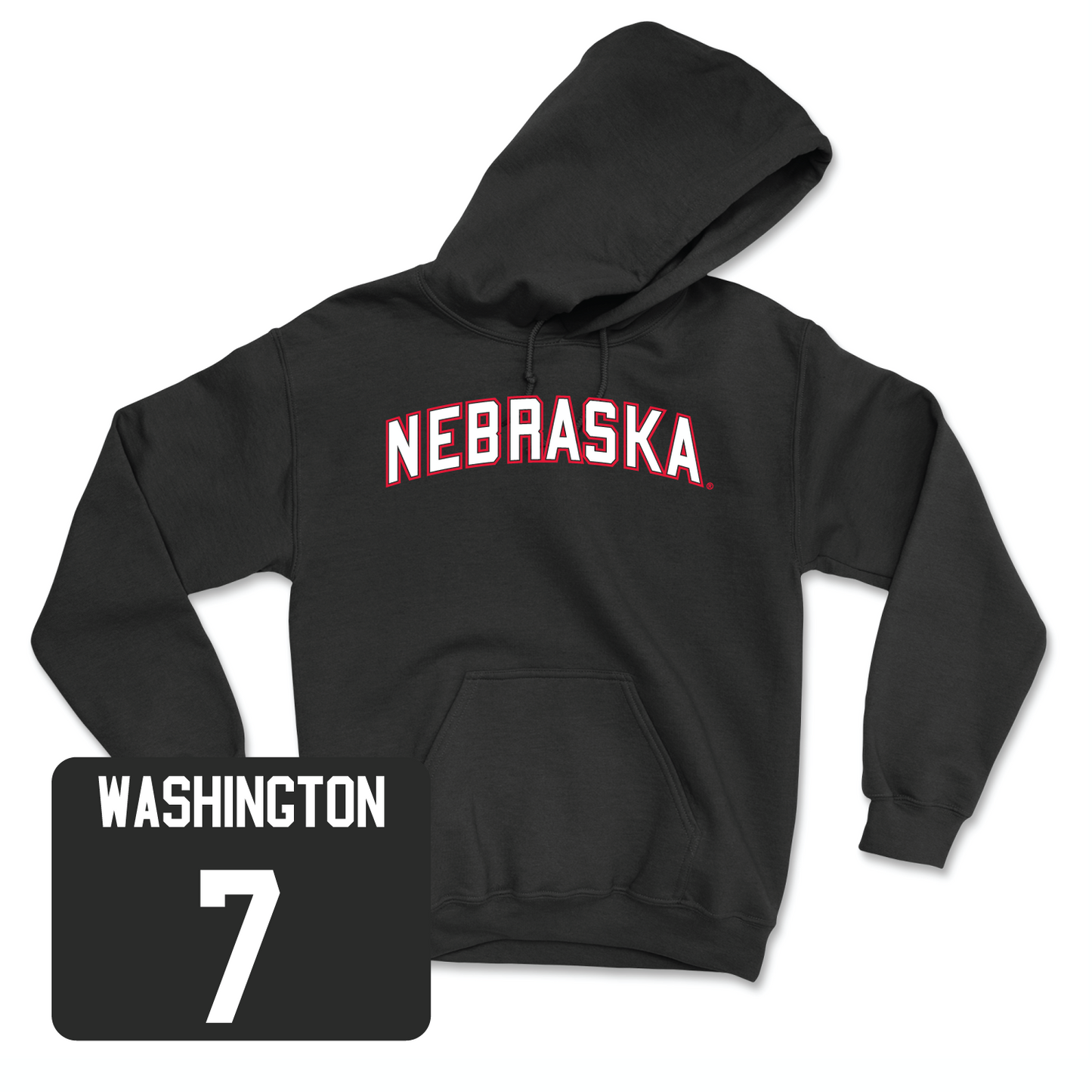 Black Football Nebraska Hoodie Large / Marcus Washington | #7