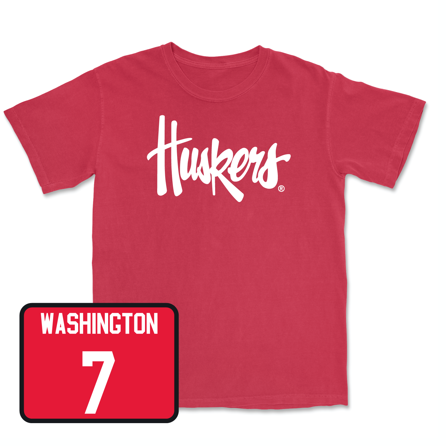 Red Football Huskers Tee Youth Large / Marcus Washington | #7
