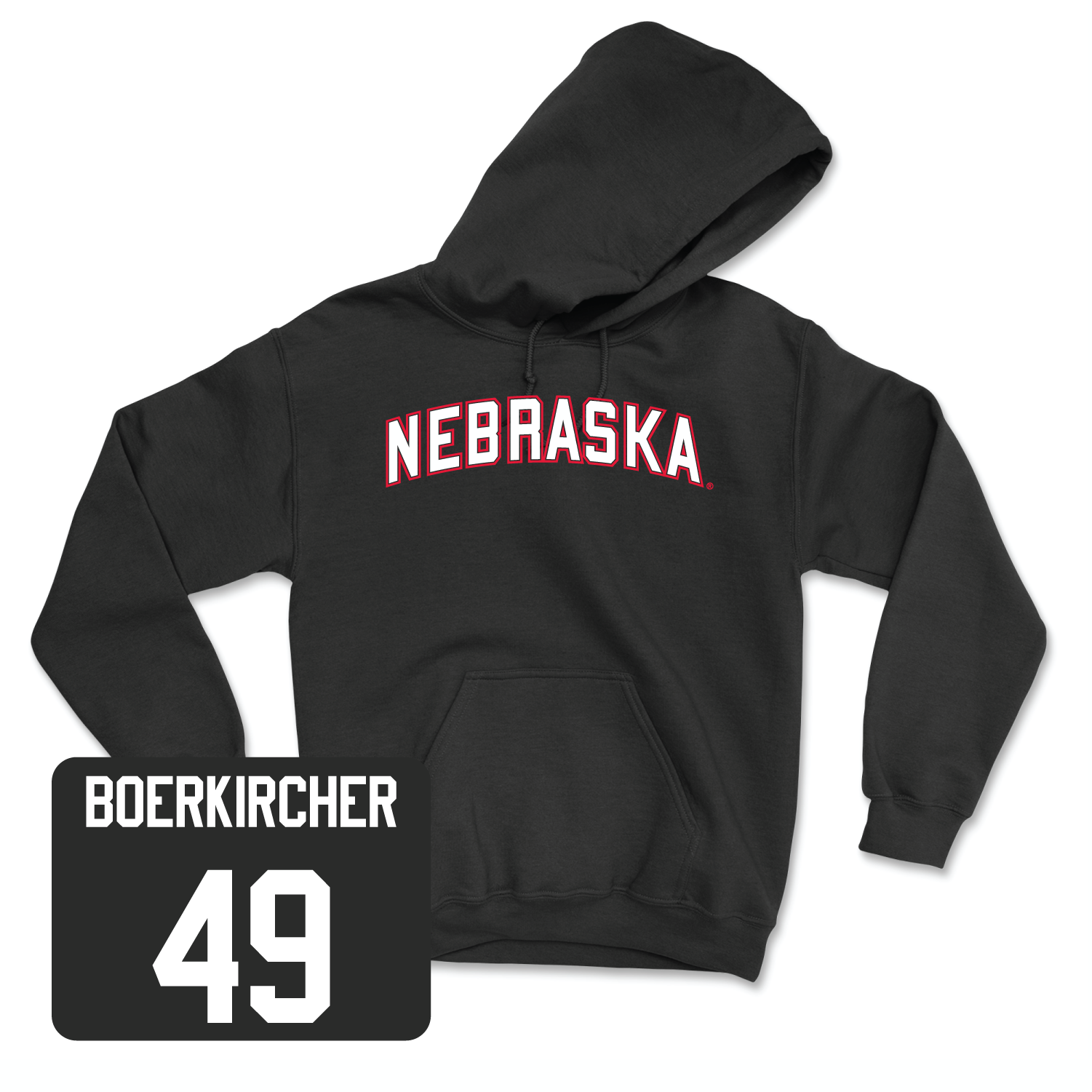 Black Football Nebraska Hoodie 6 Large / Nate Boerkircher | #49