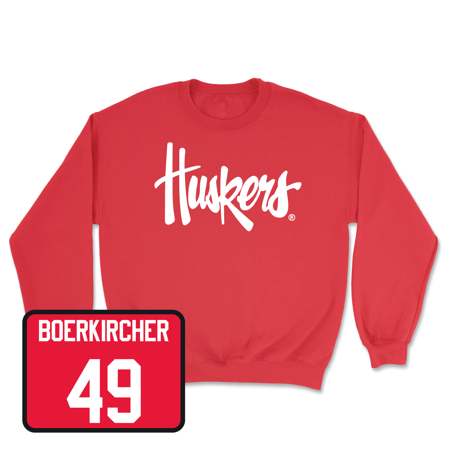 Red Football Huskers Crew 6 Small / Nate Boerkircher | #49