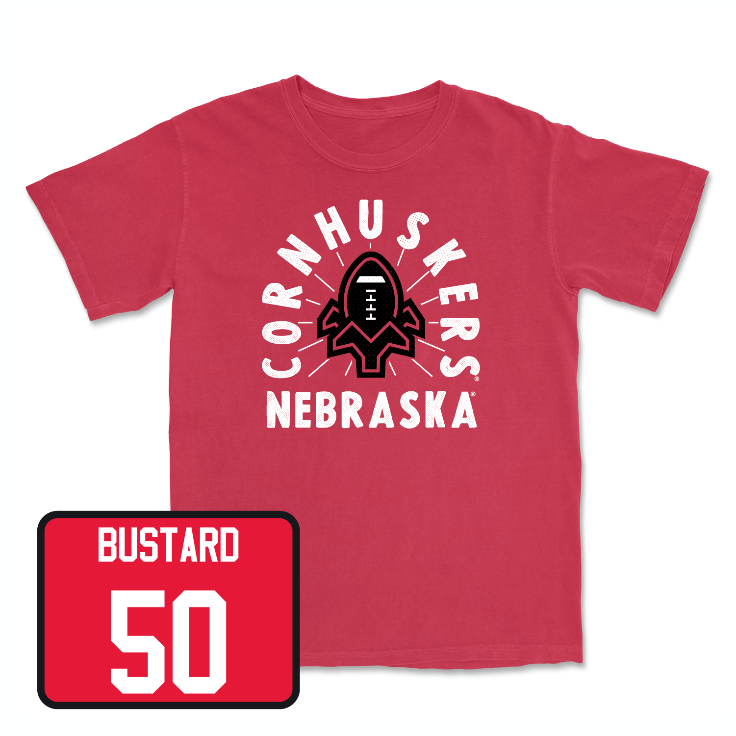Red Football Cornhuskers Tee Youth Large / Noah Bustard | #50