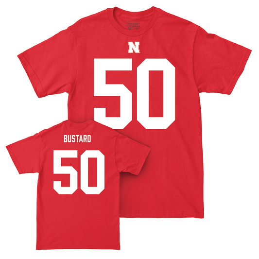 Nebraska Football Red Shirsey Tee - Noah Bustard | #50 Youth Small