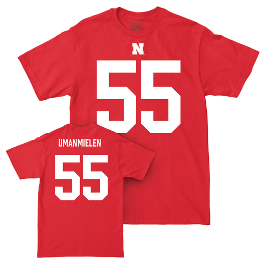 Nebraska Football Red Shirsey Tee - Princewill Umanmielen | #55 Youth Small