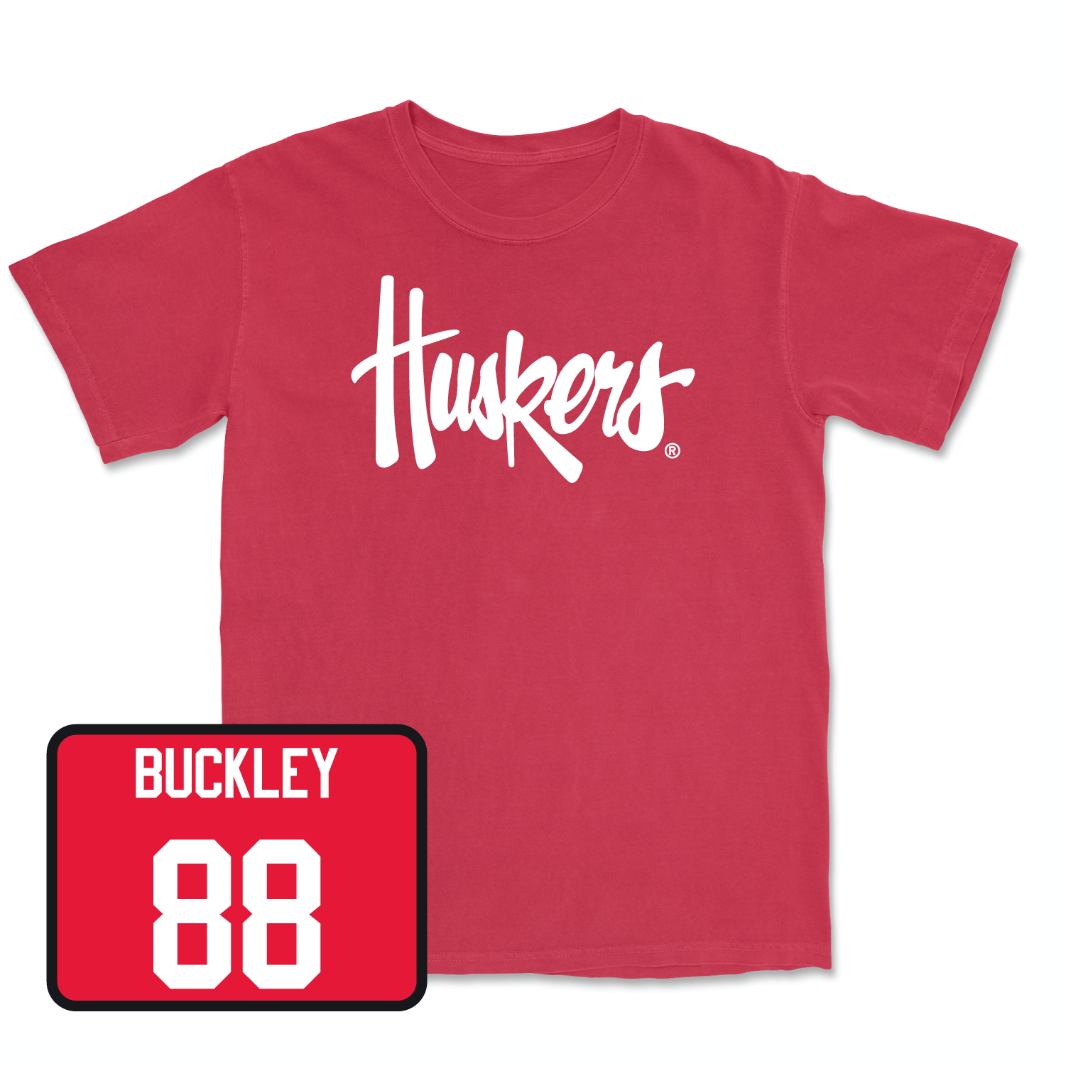 Red Football Huskers Tee 7 Youth Large / Ru'Quan Buckley | #88