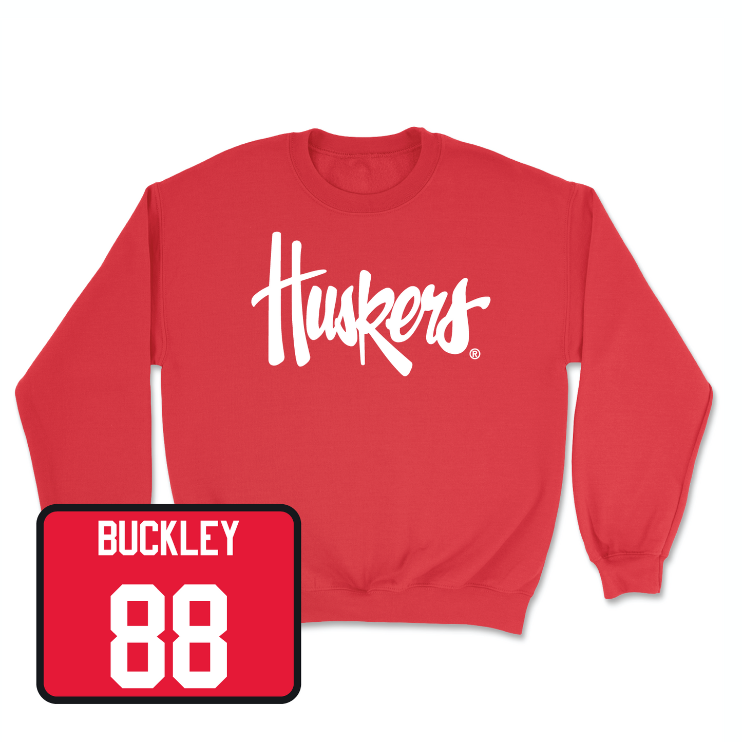 Red Football Huskers Crew 7 Youth Large / Ru'Quan Buckley | #88