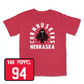 Red Football Cornhuskers Tee Youth Large / Riley Van Poppel | #94