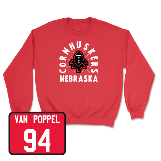 Red Football Cornhuskers Crew Youth Small / Riley Van Poppel | #94