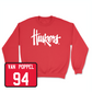 Red Football Huskers Crew Youth Large / Riley Van Poppel | #94