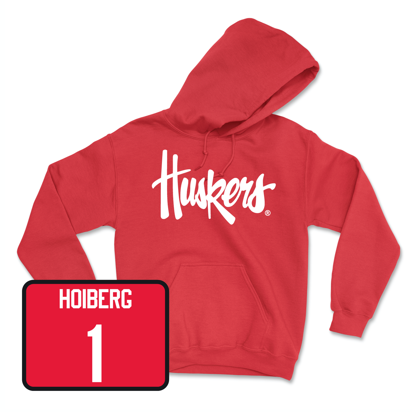 Red Men's Basketball Huskers Hoodie Small / Samuel Hoiberg | #1