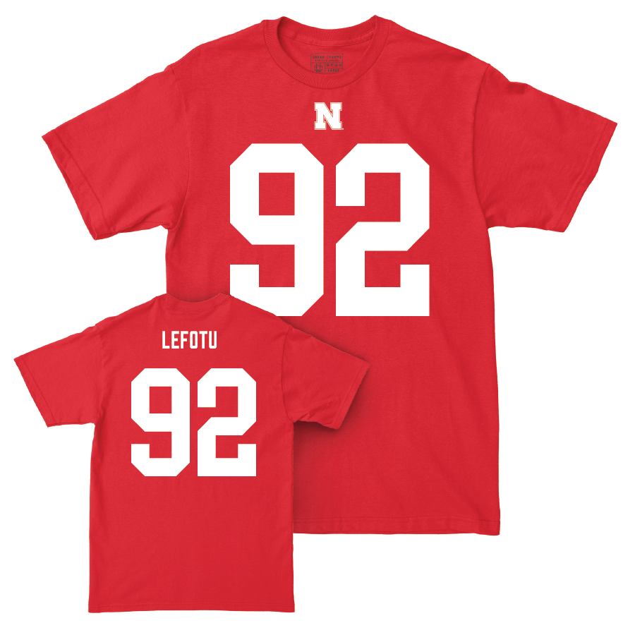Nebraska Football Red Shirsey Tee - Sua Lefotu | #92 Youth Small