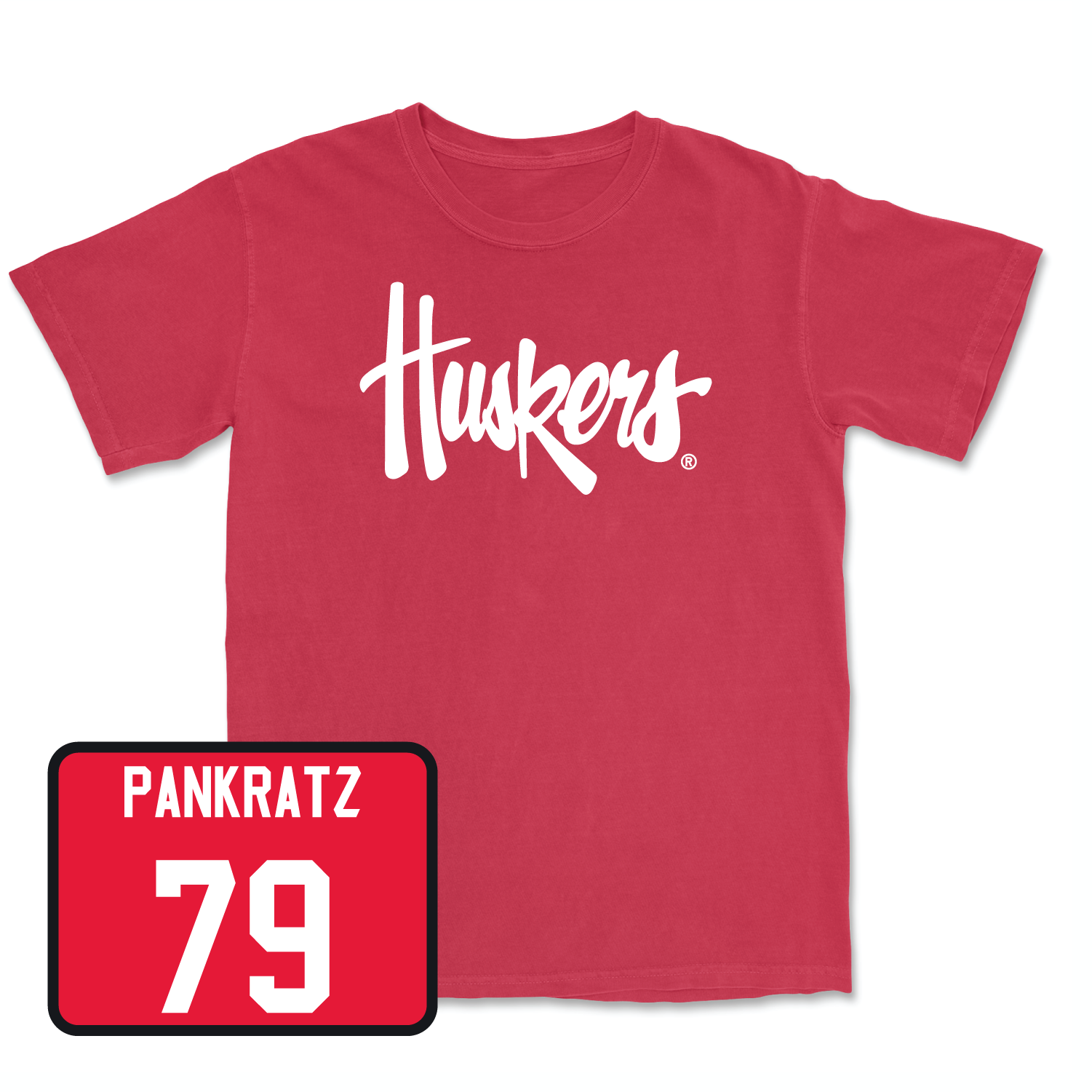 Red Football Huskers Tee 7 Small / Spencer Pankratz | #79