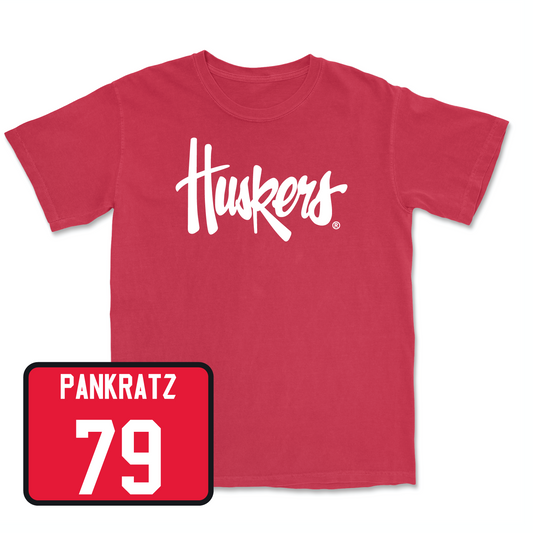 Red Football Huskers Tee 7 Youth Small / Spencer Pankratz | #79