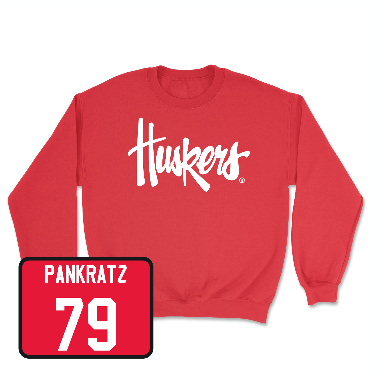 Red Football Huskers Crew 7 Youth Large / Spencer Pankratz | #79