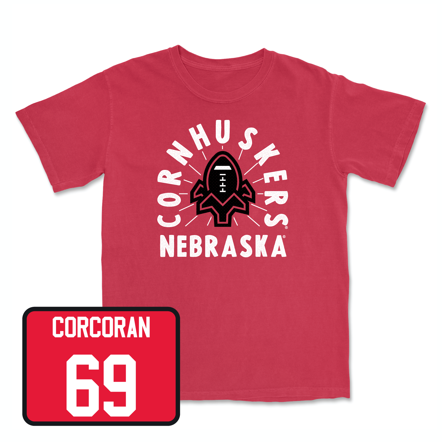 Red Football Cornhuskers Tee Small / Turner Corcoran | #69