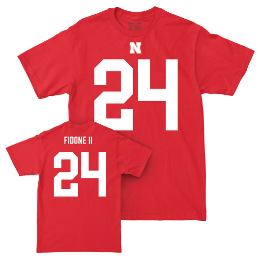 Nebraska Football Red Shirsey Tee - Thomas Fidone II | #24 Youth Small