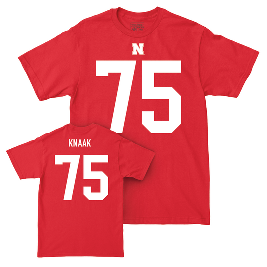 Nebraska Football Red Shirsey Tee - Tyler Knaak | #75 Youth Small