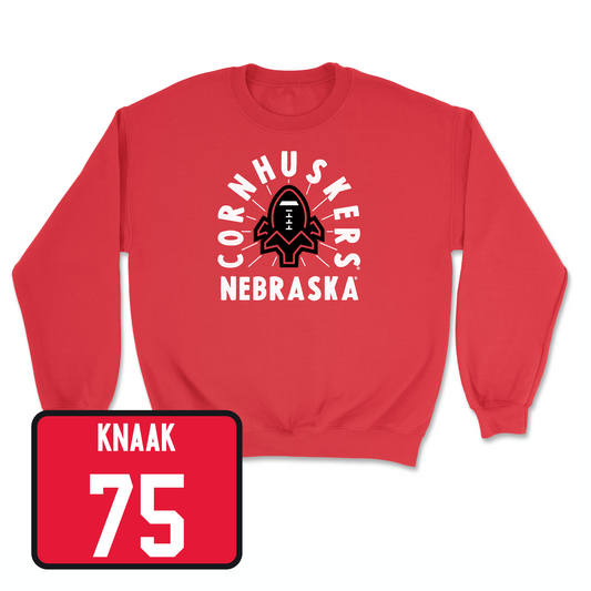 Red Football Cornhuskers Crew Youth Small / Tyler Knaak | #75