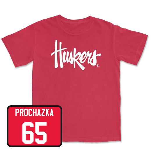 Red Football Huskers Tee 6 Youth Small / Teddy Prochazka | #65