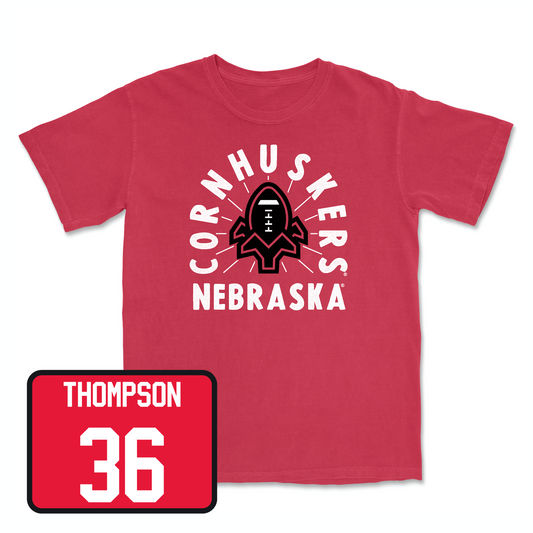 Red Football Cornhuskers Tee Youth Small / Taveon Thompson | #36
