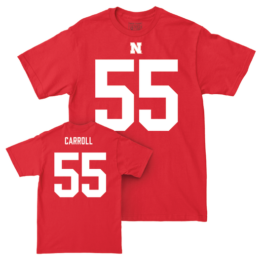 Nebraska Football Red Shirsey Tee - Vincent Carroll | #55 Youth Small