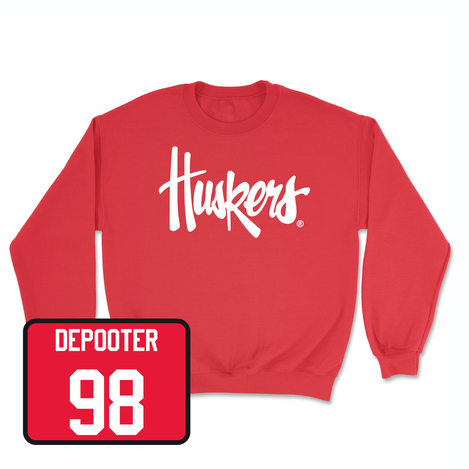 Red Football Huskers Crew Large / Will DePooter | #98