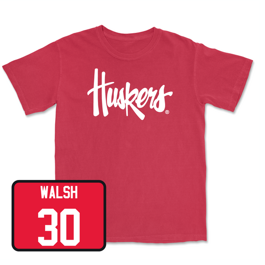 Red Baseball Huskers Tee Youth Small / Will Walsh | #30