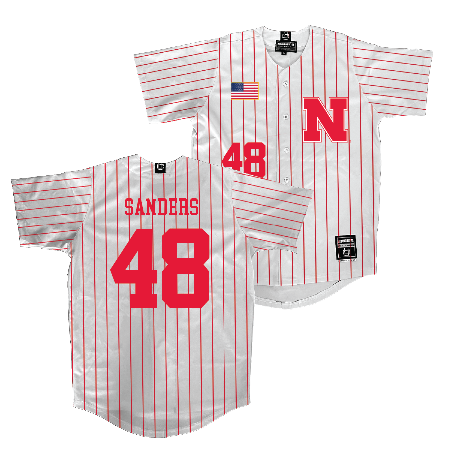 Nebraska Baseball White Jersey - Rans Sanders | #48