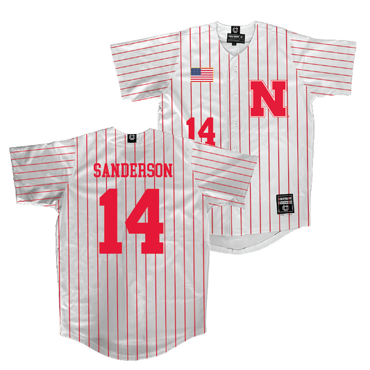 Nebraska Baseball White Jersey - Case Sanderson | #14