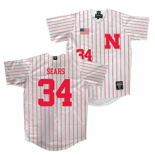 Nebraska Baseball White Jersey  - Brett Sears