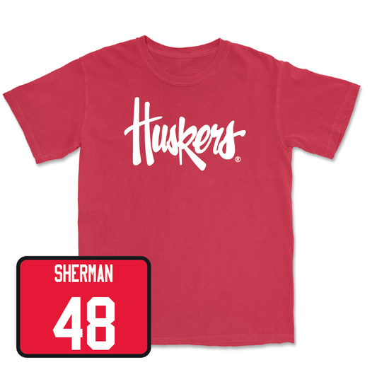 Red Football Huskers Tee - Mekhail Sherman