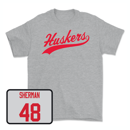 Sport Grey Football Script Tee - Mekhail Sherman