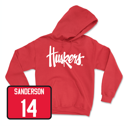 Red Baseball Huskers Hoodie  - Case Sanderson