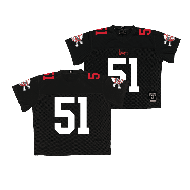 Nebraska Throwback Black Football Jersey - Vincent Shavers