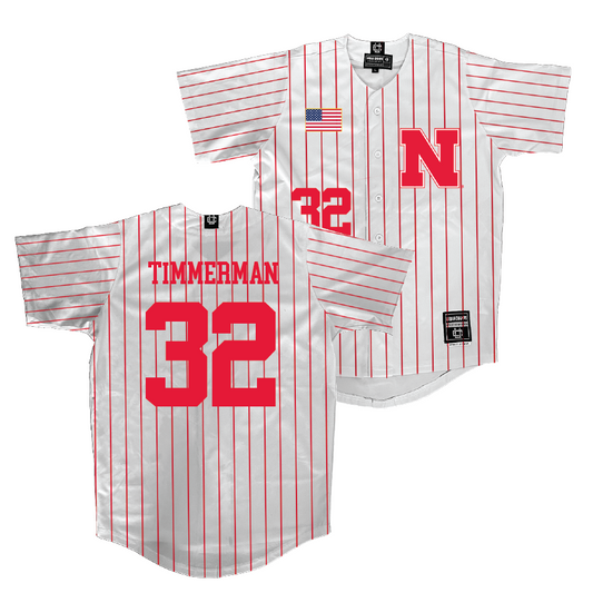 Nebraska Baseball White Jersey - Tucker Timmerman | #32