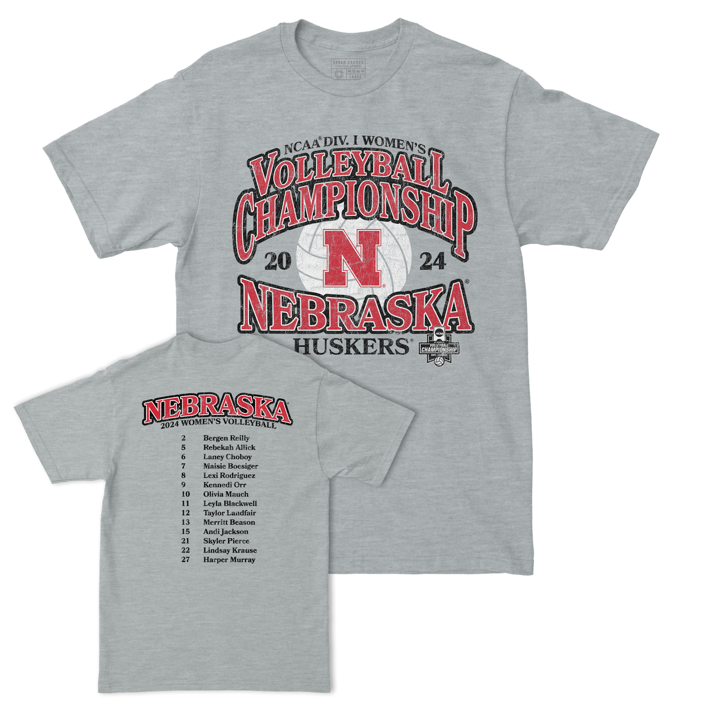 Nebraska Women's Volleyball 2024 Championship Weekend Sport Grey Tee