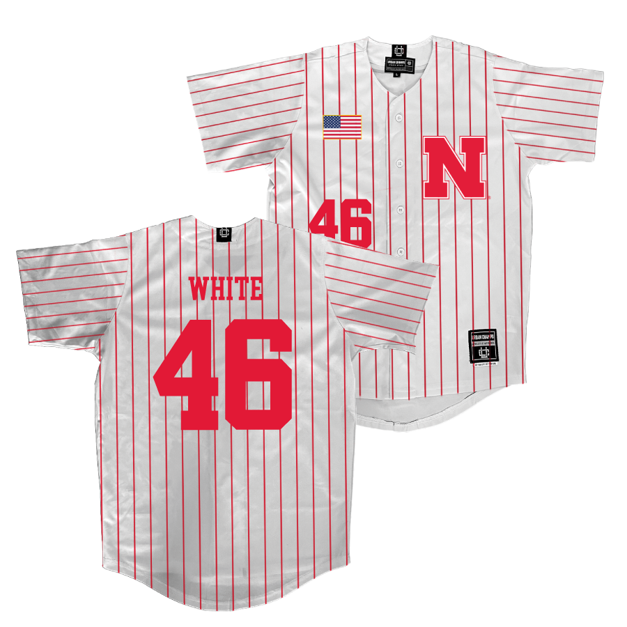 Nebraska Baseball White Jersey   - Aiden White