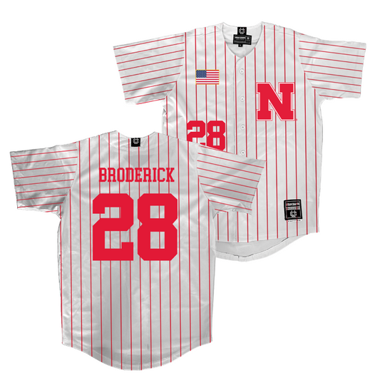 Nebraska Baseball White Jersey   - Luke Broderick