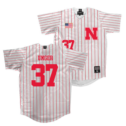 Nebraska Baseball White Jersey   - J’Shawn Unger