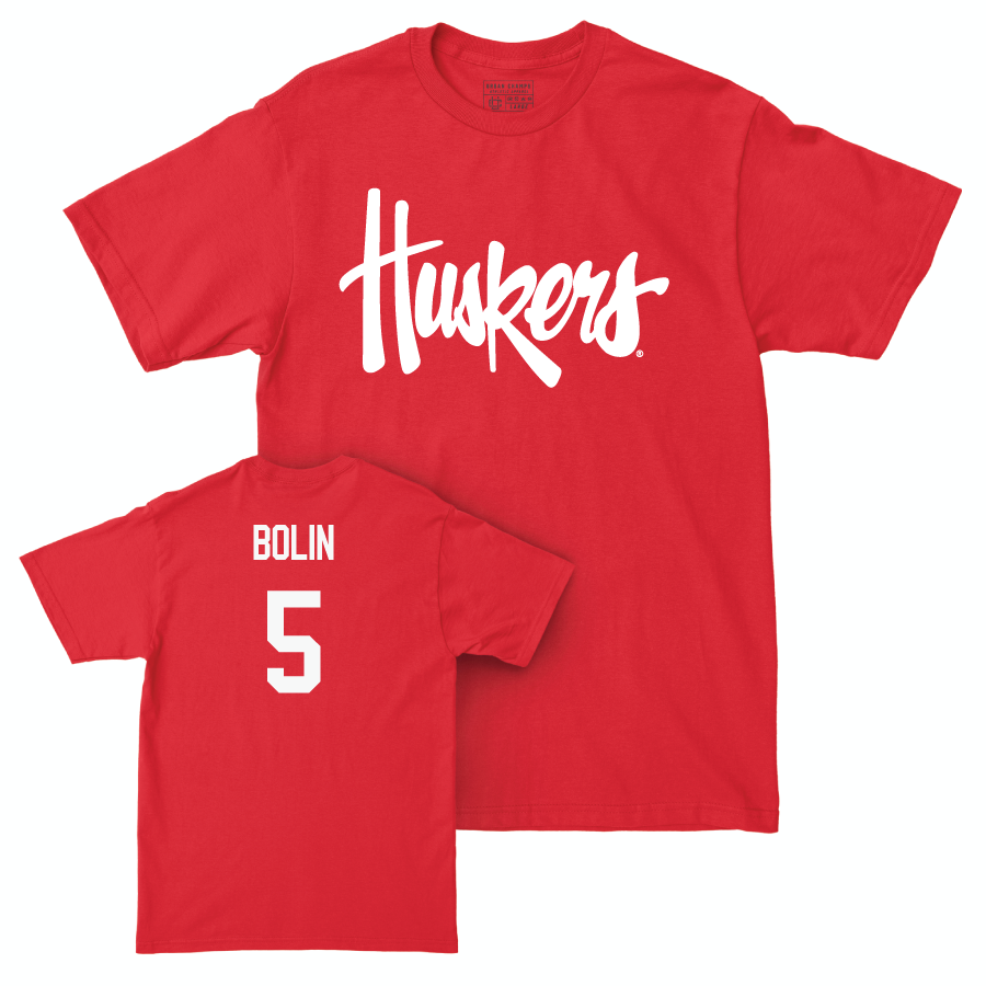 Red Baseball Huskers Tee  - Robby Bolin