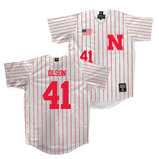 Nebraska Baseball White Jersey  - Chase Olson