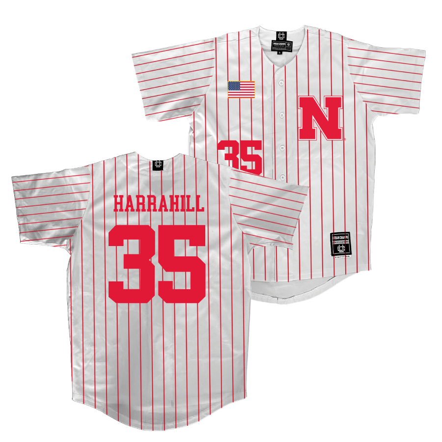 Nebraska Baseball White Jersey   - Ryan Harrahill