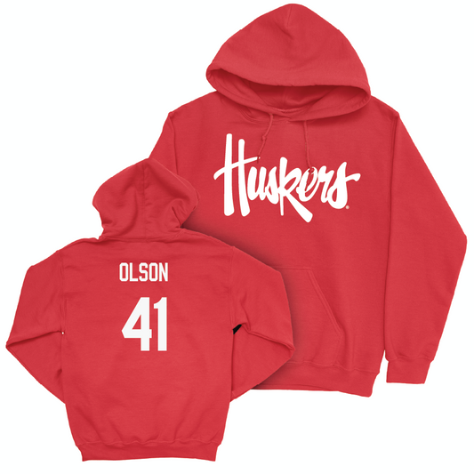 Red Baseball Huskers Hoodie  - Chase Olson