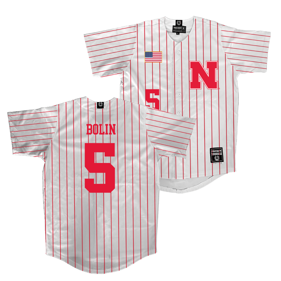 Nebraska Baseball White Jersey   - Robby Bolin