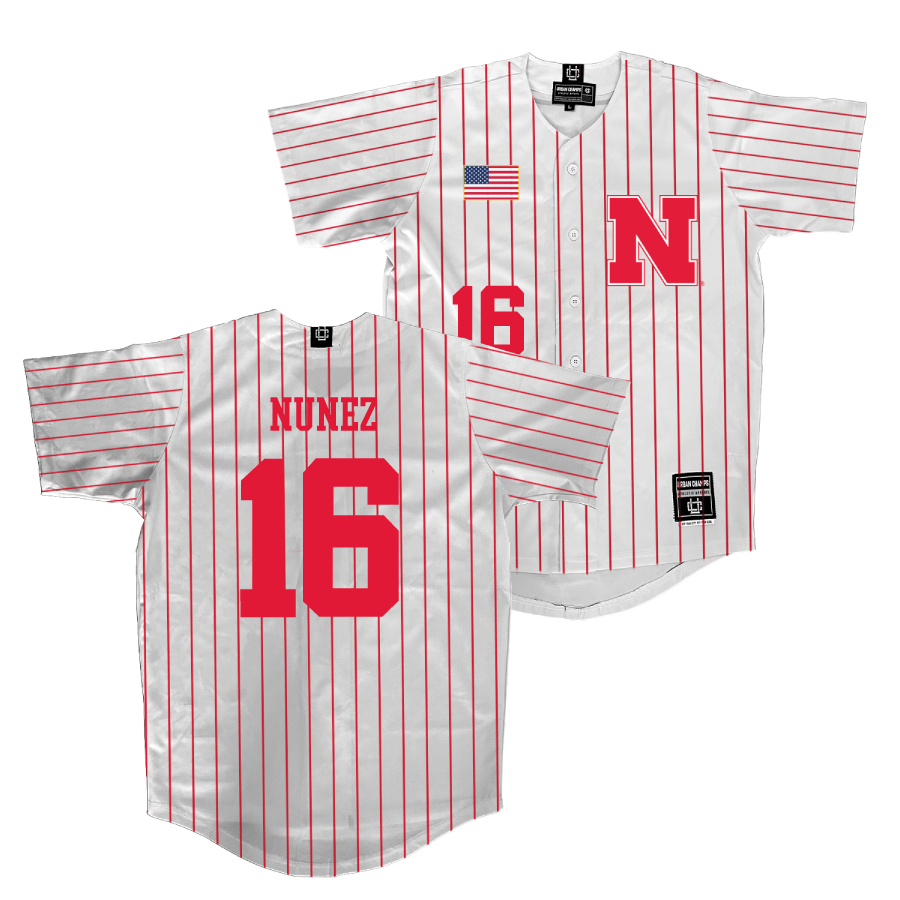 Nebraska Baseball White Jersey   - Devin Nunez